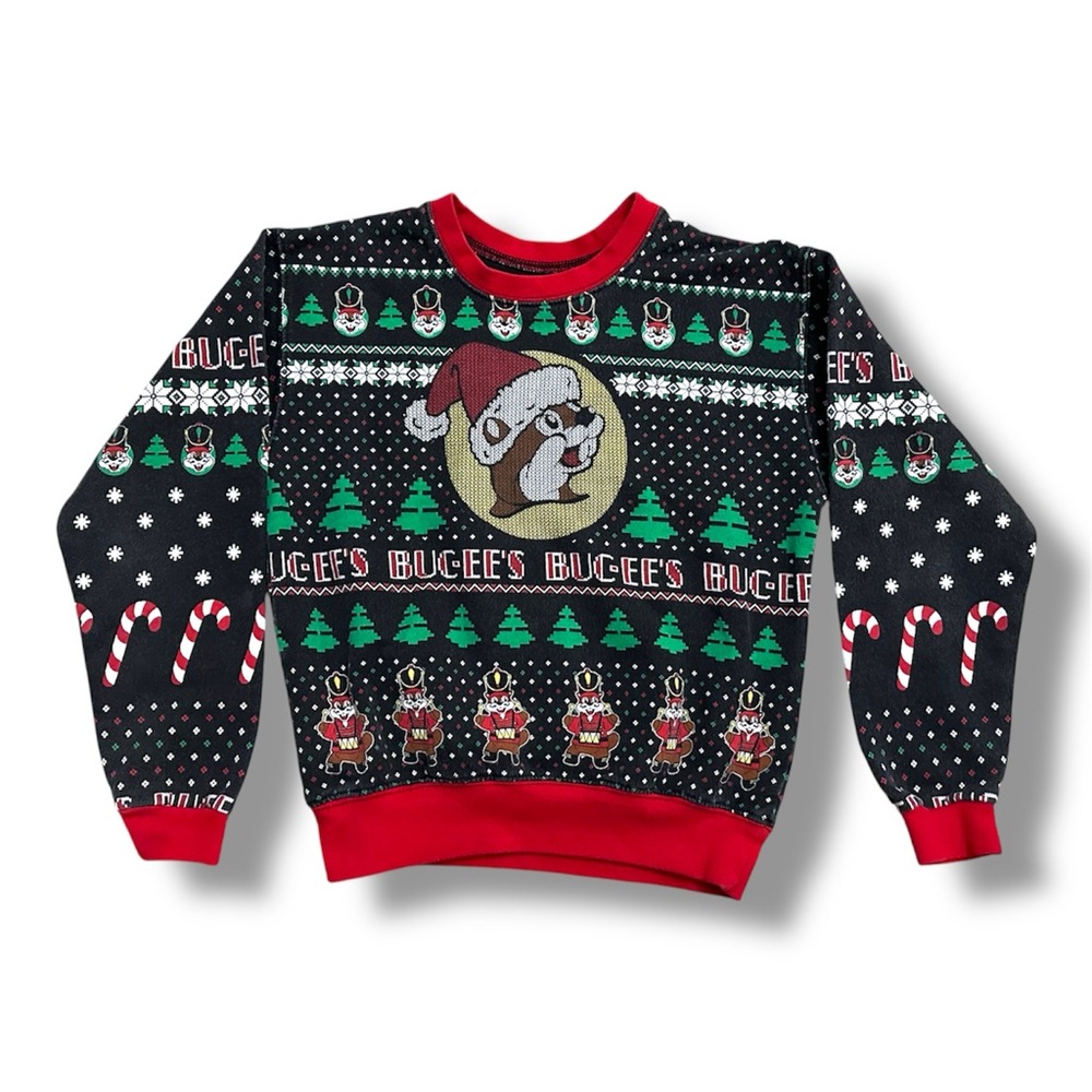 Buc-ee’s Black Ugly Christmas Sweatshirt Long Sleeve Pullover Size Youth Medium